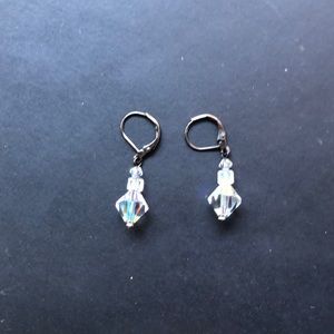 Clear Iridescent Beaded Earrings